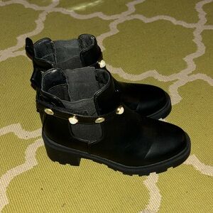 Worn twice.  Black bling booties
